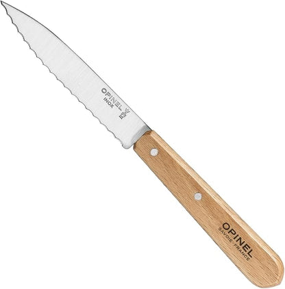 OPINEL Les Essentials - Small Kitchen 4 Piece Knife Set - Paring, Serrated, Peeler, Vegetable Knife, Corrosion Resistant High Carbon Steel, Made in France (Natural)