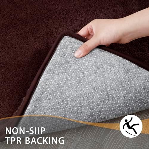 MINIDEAR Bathroom Rugs 47x17 Dark Brown - Thick Memory Foam Bath Mat, Ultra Soft & Plush Fluffy, Non-Slip, Quick Dry, Absorbent Washable Floor Microfiber Mat for Tub, Home Decor Accessories