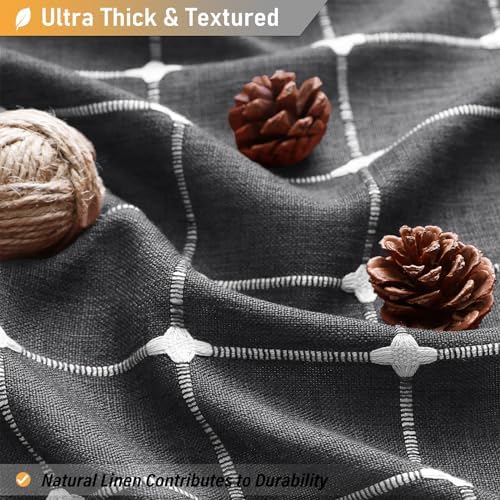 BTTN 72x78 Boho Linen Heavy Duty Fabric Shower Curtain Set, Charcoal Gray