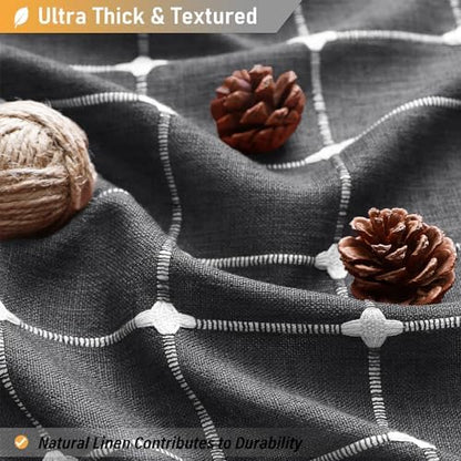 BTTN 72x78 Boho Linen Heavy Duty Fabric Shower Curtain Set, Charcoal Gray