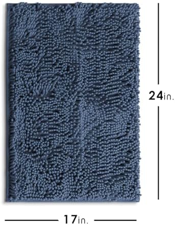 Hearth & Harbor Bathroom Rugs, Chenille Bath Mat - Machine Washable Bath Mats for Bathroom Non-Slip Backing Rubber, Quick Dry Bathroom Mat