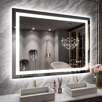 LOAAO 40X30 LED Bathroom Mirror with Lights, Anti-Fog, Dimmable, Backlit + Front Lit, Lighted Bathroom Vanity Mirror for Wall, Memory Function, Tempered Glass, ETL Listed
