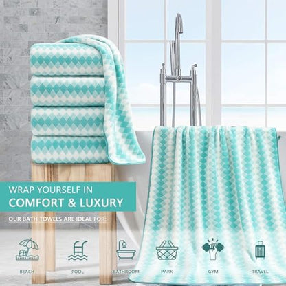 4 Piece Extra Large Bath Towel Set Oversized Bath Sheet 35"x70" Bathroom Towel Set Soft Highly Absorbent & Quick Dry Premium Bath Towel for Bathroom 600GSM Shower Towel Spa Gym Hotel,Teal
