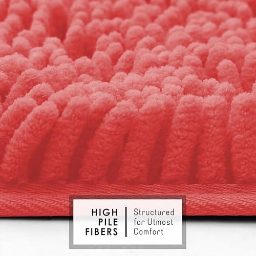 Hearth & Harbor Bathroom Rugs, Chenille Bath Mat - Machine Washable Bath Mats for Bathroom Non-Slip Backing Rubber, Quick Dry Bathroom Mat