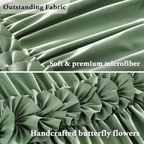 Homechoice Decor Light Green Ruffle Shower Curtain 72“ W x 84” H