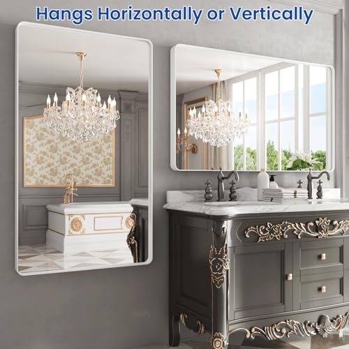 WEER White Bathroom Vanity Mirror 50x30 Inch
