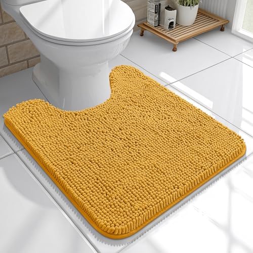 OLANLY Toilet Rugs U-Shaped 20x20, Soft Absorbent Chenille Contour Rugs