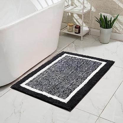 CozeCube Jet Black Bath Mat 32"x20" Non Slip Washable Rug