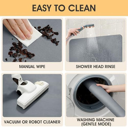 ACCUMTEK Non Slip Bath Mat, Thin Bathroom Rugs Fit Under Door, Quick Dry Bath Mats, Machine Washable Bath Rugs for Bathroom, Bathtub & Kitchen, Bathtub & Kitchen, Grey/Solid/32 x20