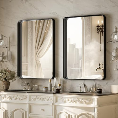VooBang Bathroom Mirror 24"x32", Black Gorgeous Deep Frame Wall Mirror