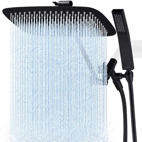 G-Promise All Metal 14" Rain Shower Head with Handheld for Bathroom Upgrade