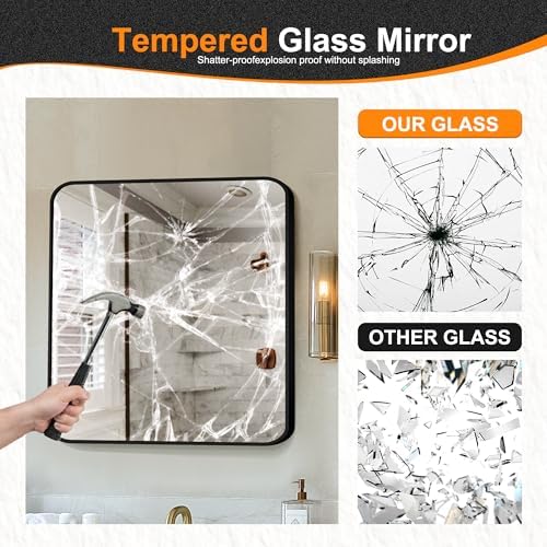 Delma Bathroom Vanity Mirror, Black Framed Mirror for Over Sink, 30x30
