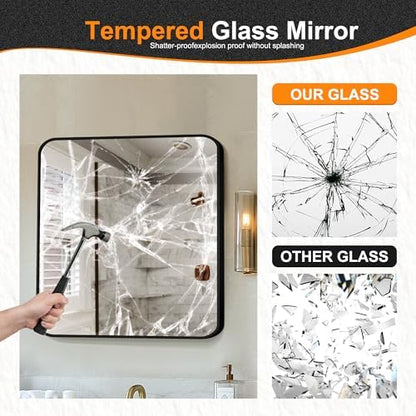 Delma Bathroom Vanity Mirror, Black Framed Mirror for Over Sink, 30x30