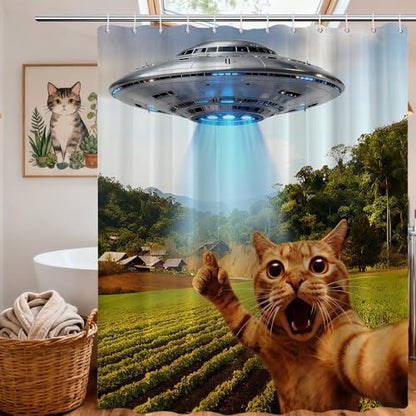 Extra Tall Shower Curtain XL Fun Cat Men, 70 x 78 Inchs