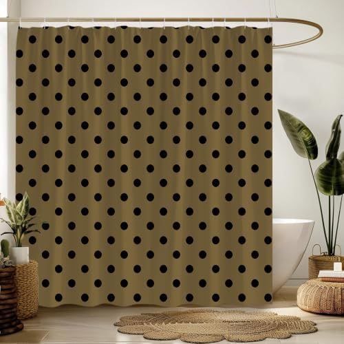 Polka Dot Shower Curtain Bathroom Decor with Hooks,60" Wx70 H