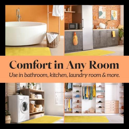 Memory Foam Bath Mat Non Slip Absorbent Super Cozy Velvet Bathroom Rug Carpet (20 inches X 32 inches, Mustard)