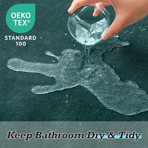 HUXMEYSON Bathroom Rugs Sets 2 Piece, Non-Slip & Quick Dry Bath Mat Set, Ultra Soft Velvet Bath Rugs for Bathroom, Toilet and Shower Floor, Peacock Blue