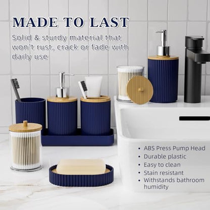 Navy Blue Bathroom Accessories Set, 10PC Bathroom Decor Sets