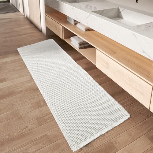 AMOAMI Bathroom Rugs, Bath Mat, Bath Rug, Non Slip Bathroom Mat, Quick Dry Bath Mat, 2' x 6', White