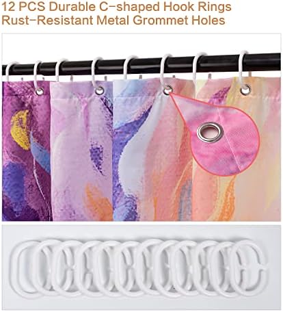 Oil Painting Tree Shower Curtain, Colored Seasons Tree Shower Curtain for Bathroom with 12 Hooks Polyester Fabric Washable Shower Curtain Set Home Office Farmhouse Decor Bath Curtain