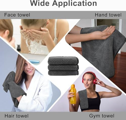 KinHwa Hand Towels for Bathroom, Microfiber Face Towels, 12x20 Inch, 2 Pack
