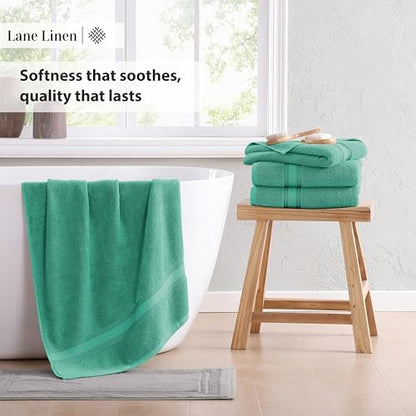 LANE LINEN 100% Cotton Bath Towels 4 Pack (30"x60") - Zero Twist, Mercerized Cotton Large Towel Set for Bathroom - Quick Dry, Soft & Absorbent Bath Towel Sets - Oeko Tex Certified, Pre Shrunk- Teal