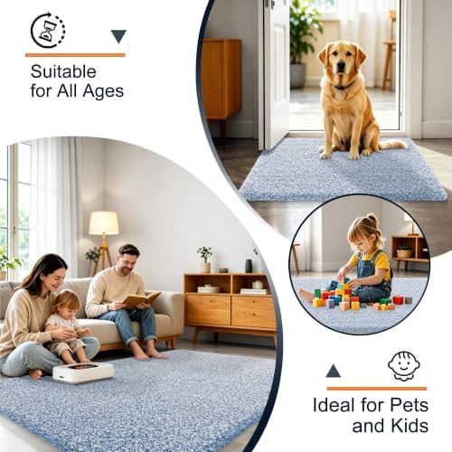 OLANLY Microfiber Soft Bathroom Rugs Mats 24x16, Cornflower Blue and White
