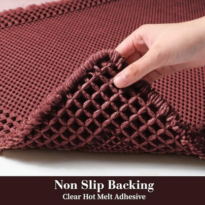 RESARE Waffle Bath Mat for Bathroom Non Slip Bathroom Rugs 24"x36" Dark Red