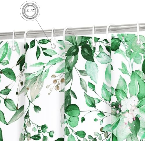 Gibelle Emerald Green Eucalyptus Shower Curtain, Floral Print, 72x84