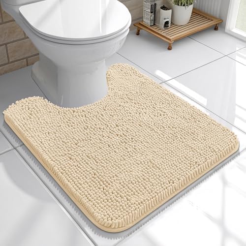 OLANLY Toilet Rugs U-Shaped 20x20, Soft Absorbent Chenille Contour Rugs