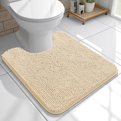 OLANLY Toilet Rugs U-Shaped 20x20, Soft Absorbent Chenille Contour Rugs