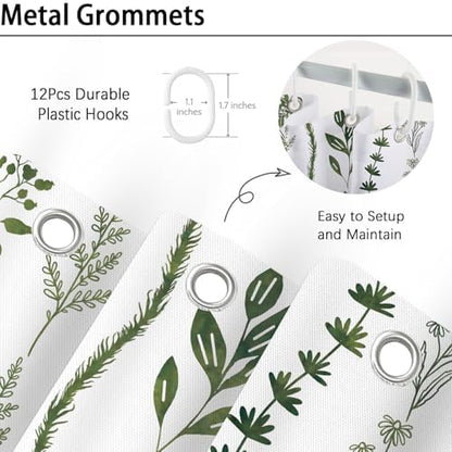 Boho Shower Curtain Waterproof Fabric Bath Curtain with Hooks 72x72 inch，Sage Green Modern Farmhouse Bathroom Decor