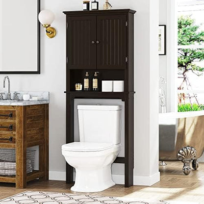UTEX Above Toilet Storage Cabinet, Bathroom Organizer with Doors, Espresso