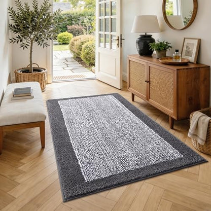 48x32 Large Bathroom Rugs Non Slip Washable, Soft Absorbent Bath Mat Grey