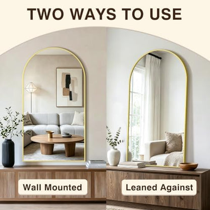 Arched Bathroom Vanity Mirror for Over Sink, 50”x30”, Gold