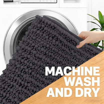 OLANLY Bathroom Runner Rugs 47x24, Thick Soft Absorbent Chenille Bath Rugs