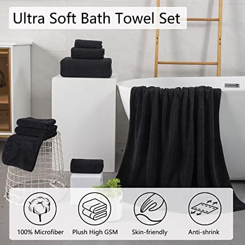 4 Pcs Black Large Bath Sheets 35"x70" Extra Large Bath Towels Oversized Jumbo Towel Set Soft Highly Absorbent Bathroom Towels Quick Dry Beach Chair Towels for Hotel and Spa