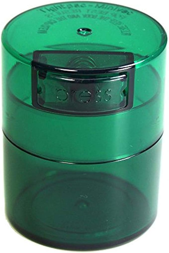 Minivac - 10g to 30 grams Airtight Multi-Use Vacuum Seal Portable Storage Container for Dry Goods, Food, and Herbs - Green Tint
