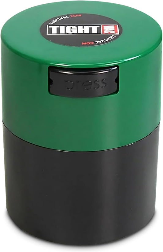 Tightvac - Premium Airtight Herb Storage Container - Holds ½ oz to 3 ounces - Keep Your Herbs and Dry Goods Fresh and Flavorful. Black Green