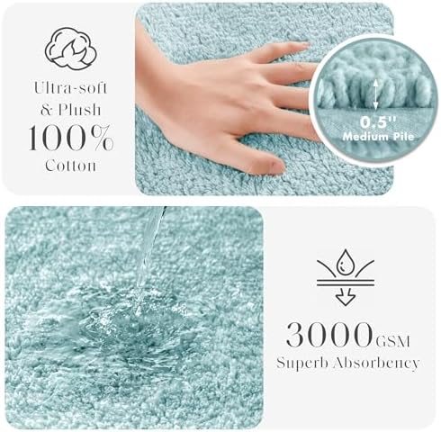 Madison Park Splendor Reversible 100% Cotton Bath Runner, 24 x 72, Blue
