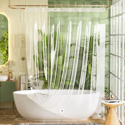 Bathway Extra Long Shower Curtain Liner 96 Inch Shower Curtain Liner Clear PEVA Waterproof Plastic Shower Curtain Liner 72x96 with 3 Magnets and 12 Rustproof Metal Grommets, Tall Shower Liner Bathroom
