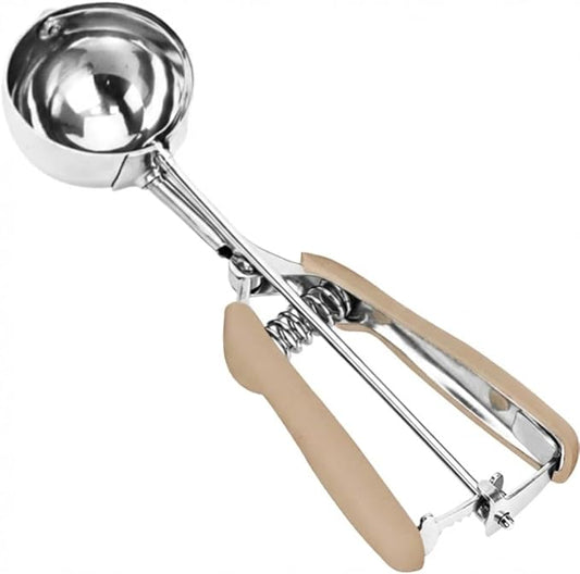 Ice Cream Scoop, 18/8 Stainless Steel Cookie Scoop, Cookie Scoops for Baking, 4 Tbsp/ 60 ml/ 2 oz Cookie Dough Scoop, Ice Cream Scooper with Trigger Release, Cookie Scooper for Baking(#16 Brown)