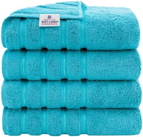 American Soft Linen 100% Cotton Luxury Turkish Towels, 4 PC Bath Towel Set