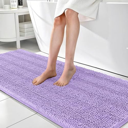 OLANLY Thick Bathroom Runner Rugs 70x24, Soft Chenille Bath Rugs, Lavender