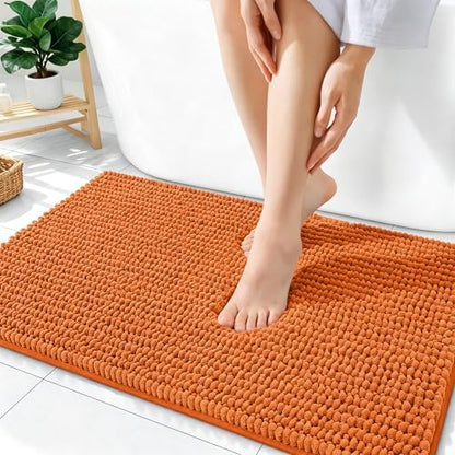 OLANLY Thick Chenille Bathroom Rugs 36x24, Soft Absorbent Bath Mat, Clay