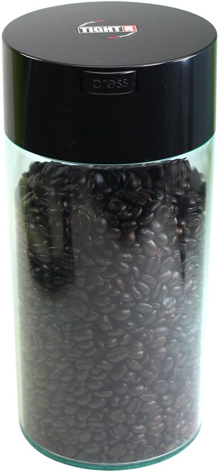 Tightvac 5 to 24 Ounces Airtight Storage Container - Multi-use Vacuum Seal for Coffee Beans, Grounds, Herbs, Tea, Spices and Dry Goods, Patented Airtight Container, Black
