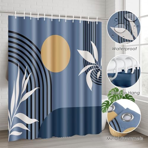 Bathroom Sets with Shower Curtain and Rugs, 4 Pcs, Boho Modern