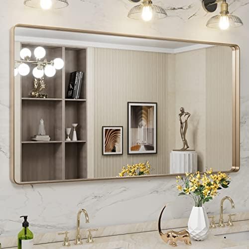 LOAAO 55"X30" Gold Bathroom Mirror