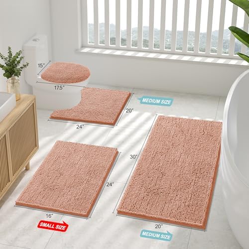 Smiry Bathroom Rugs 24X16, Luxury Chenille Extra Soft Absorbent Bath Mat