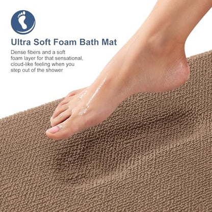 OLANLY Memory Foam Bathroom Runner Rugs 47x20, Absorbent Long Mat, Mocha